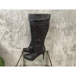 Audrey Brooke ABTATE LEATHER Wide Calf Tall BOOTS Women's Size 7.5 Black